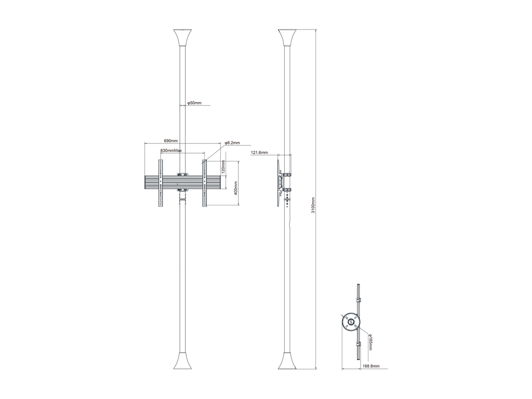 Floor-to-Ceiling fino a 65" - ottone - immagine 3