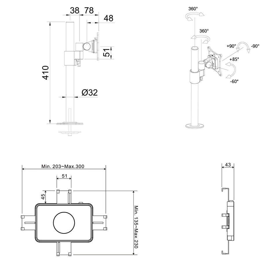 Staffa da tavolo per tablet 7 -14.6" - immagine 6